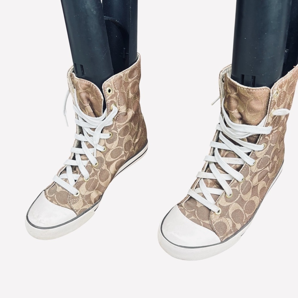 Coach Bonney Signiture Brown and Tan High Top - Picture 2 of 12